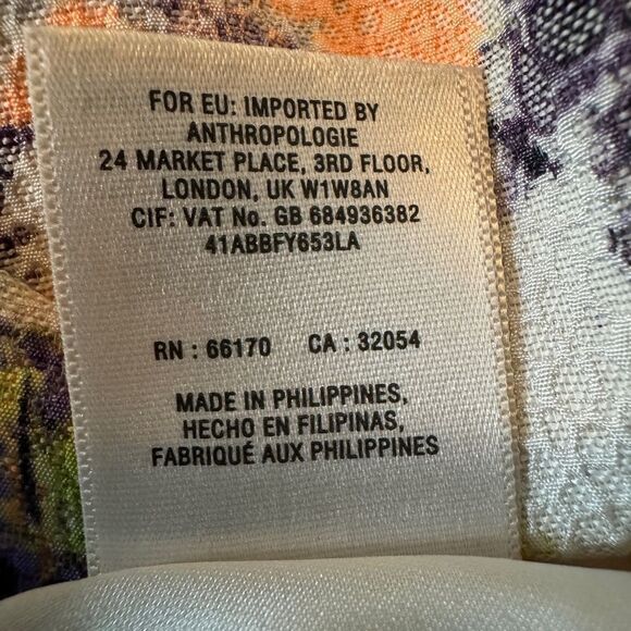 Anthropologie Cream Floral Mini Dress with Purple and Yellow Print - Picture 12 of 12